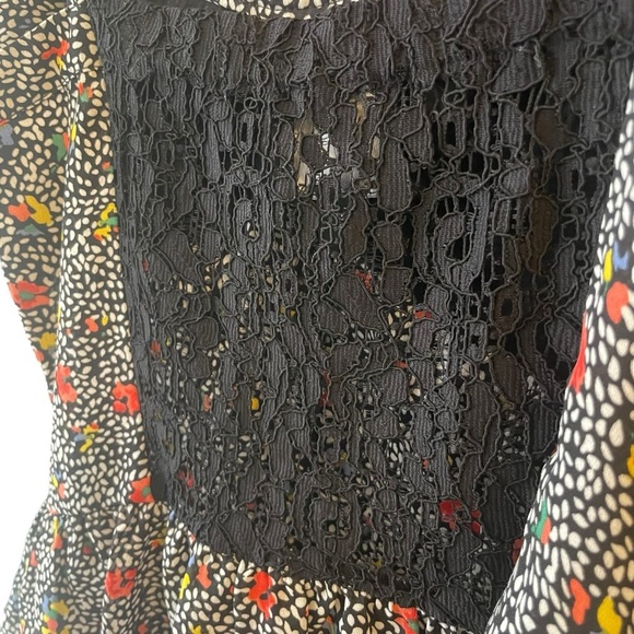 Greylin Peplum Tank Black Polka Dot Floral Lace Back - Picture 6 of 8